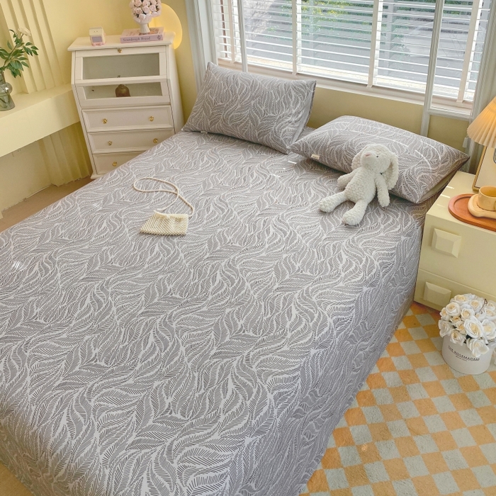 91家纺网 家纺一手货源 找家纺 慕尚家纺 2025新款全棉纯棉老粗布花卉床单款凉席席子 兰羽-叶韵