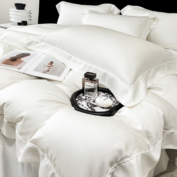 91家纺网 家纺一手货源 找家纺 （总）【兰精公司授权】星蕴家纺 2025新款奥地利兰精天丝莱赛尔纯色埋绳款四件套-莱恩