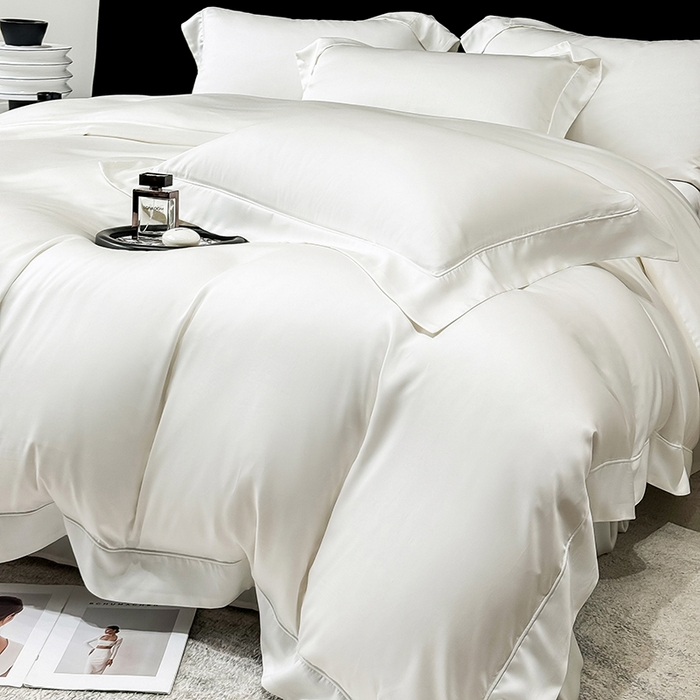 91家纺网 家纺一手货源 找家纺 （总）【兰精公司授权】星蕴家纺 2025新款奥地利兰精天丝莱赛尔纯色埋绳款四件套-莱恩