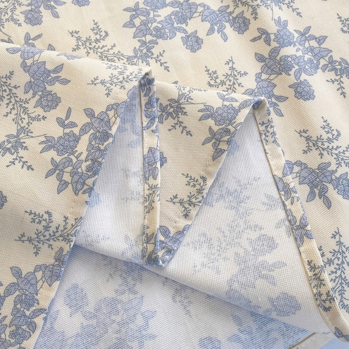 91家纺网 家纺一手货源 找家纺 慕尚家纺 2025新款全棉纯棉老粗布花卉床单款凉席席子 蓝莲花