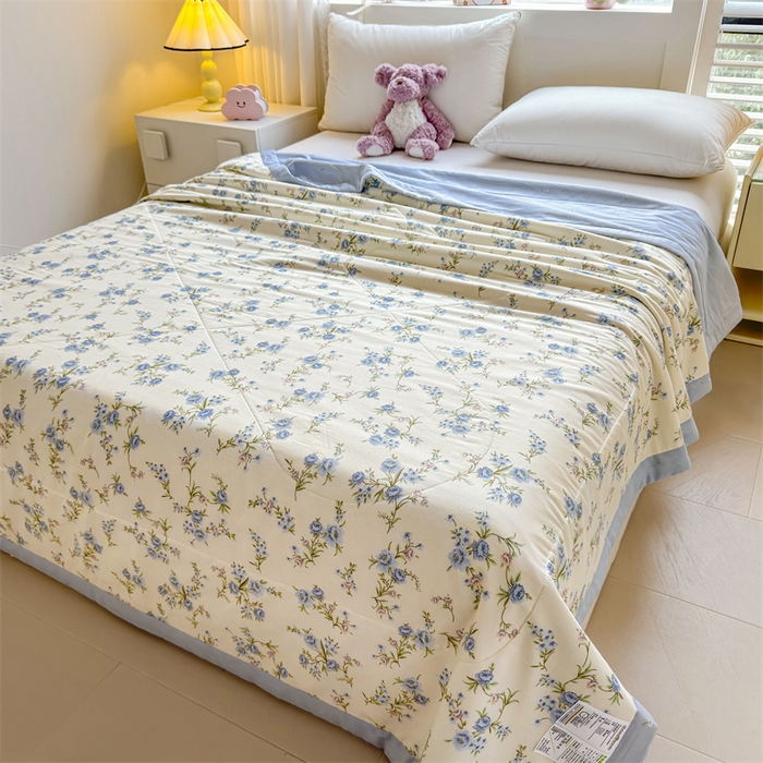 91家纺网 家纺一手货源 找家纺 小石头家纺 2025新款里外全棉A类纯棉棉花小碎花夏被包质检=买家秀 蓝色繁花