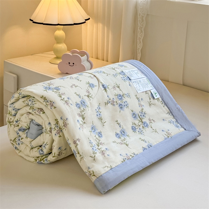 91家纺网 家纺一手货源 找家纺 小石头家纺 2025新款里外全棉A类纯棉棉花小碎花夏被包质检=买家秀 蓝色繁花