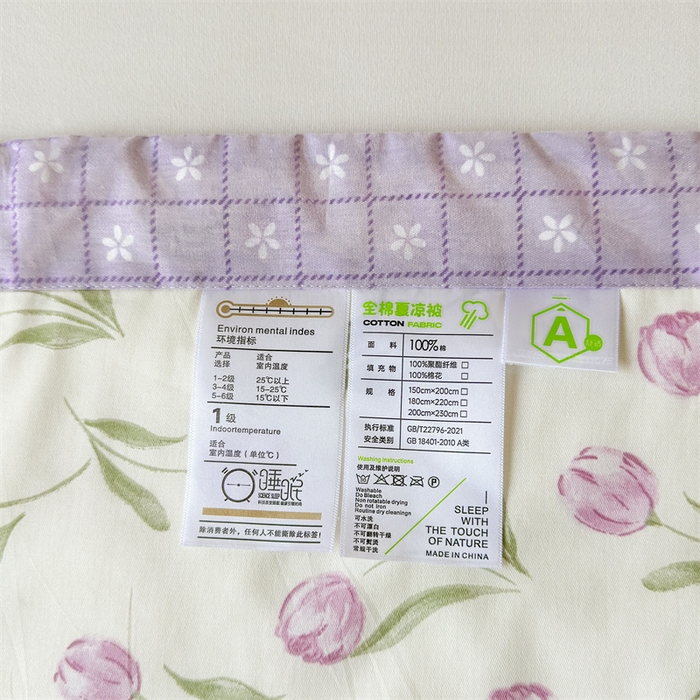 91家纺网 家纺一手货源 找家纺 小石头家纺 2025新款里外全棉A类纯棉棉花小碎花夏被包质检=买家秀 郁金花紫