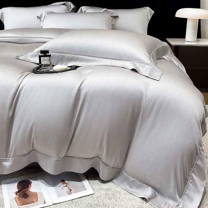 91家纺网 家纺一手货源 找家纺 星蕴家纺 2025新款奥地利兰精天丝莱赛尔纯色埋绳款四件套-莱恩 莱恩-幻影灰