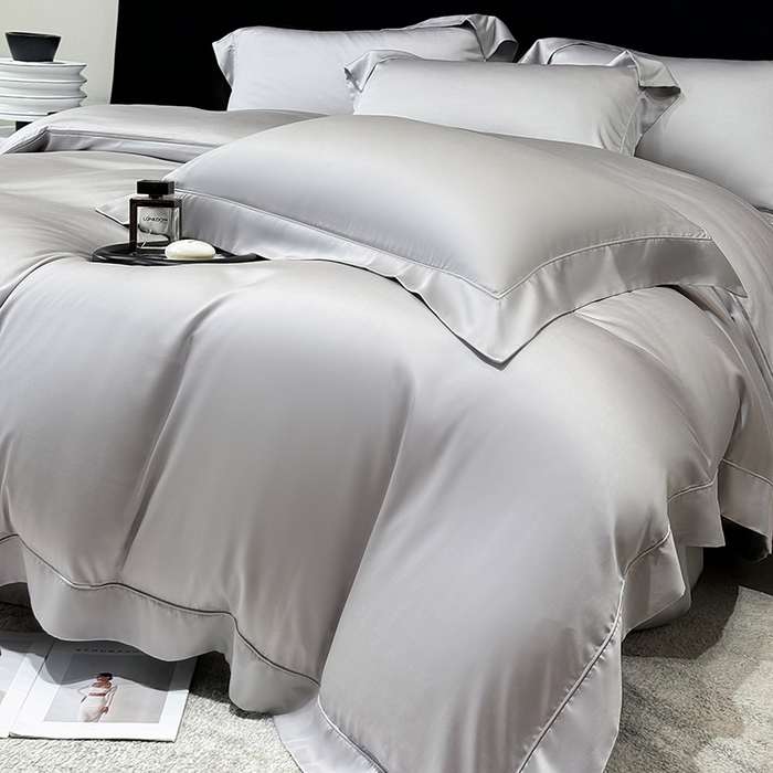 91家纺网 家纺一手货源 找家纺 星蕴家纺 2025新款奥地利兰精天丝莱赛尔纯色埋绳款四件套-莱恩 莱恩-幻影灰