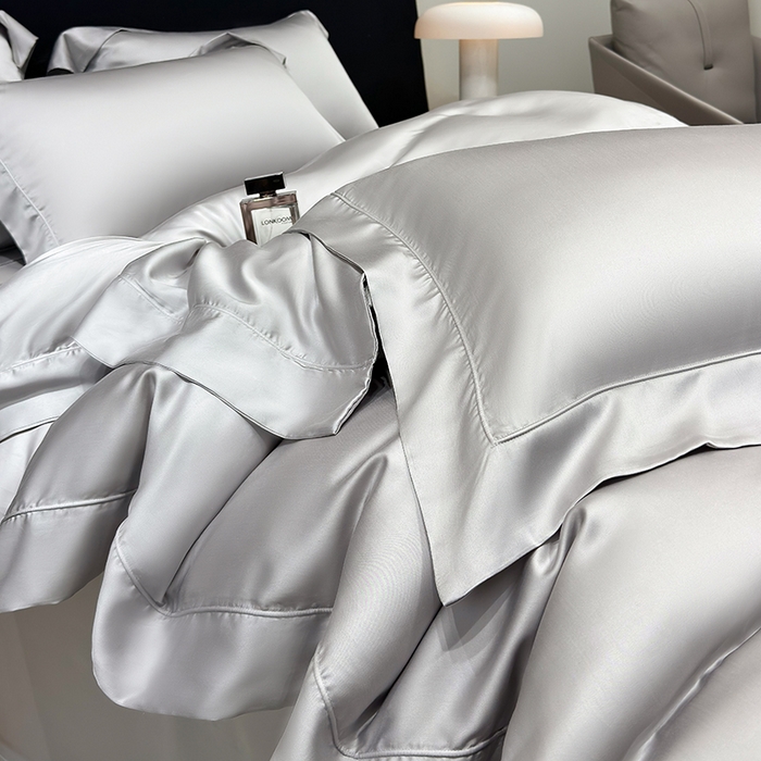 91家纺网 家纺一手货源 找家纺 星蕴家纺 2025新款奥地利兰精天丝莱赛尔纯色埋绳款四件套-莱恩 莱恩-幻影灰