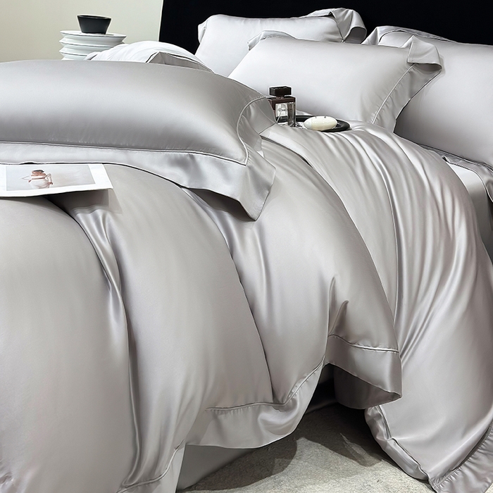 91家纺网 家纺一手货源 找家纺 星蕴家纺 2025新款奥地利兰精天丝莱赛尔纯色埋绳款四件套-莱恩 莱恩-幻影灰