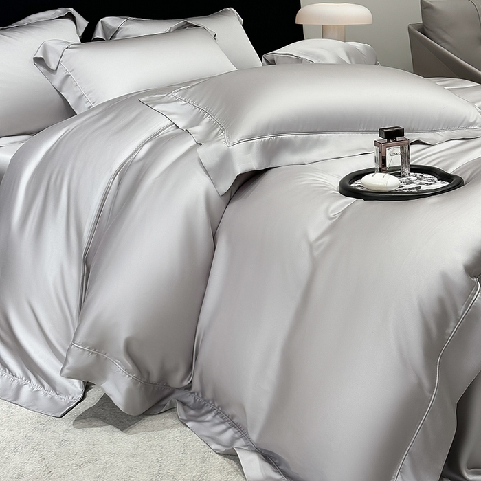 91家纺网 家纺一手货源 找家纺 星蕴家纺 2025新款奥地利兰精天丝莱赛尔纯色埋绳款四件套-莱恩 莱恩-幻影灰