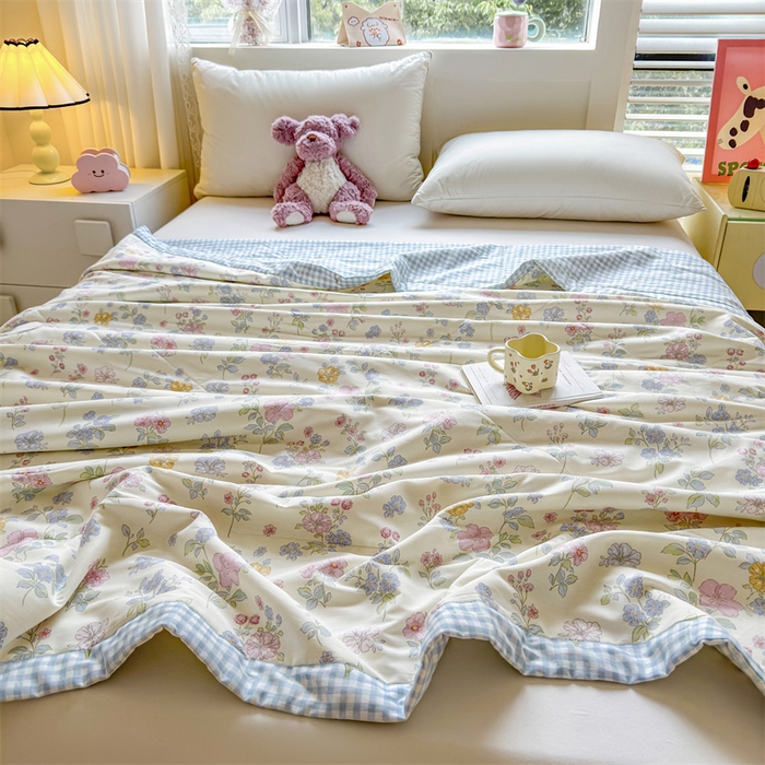 91家纺网 家纺一手货源 找家纺 小石头家纺 2025新款里外全棉A类纯棉棉花小碎花夏被包质检=买家秀 洛城花语