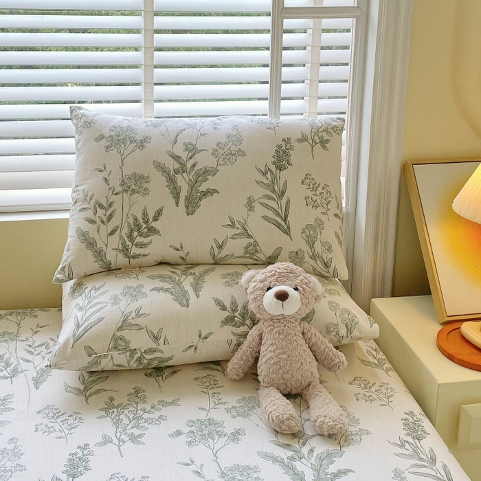 91家纺网 家纺一手货源 找家纺 慕尚家纺 2025新款全棉纯棉老粗布花卉床单款凉席席子 绿野