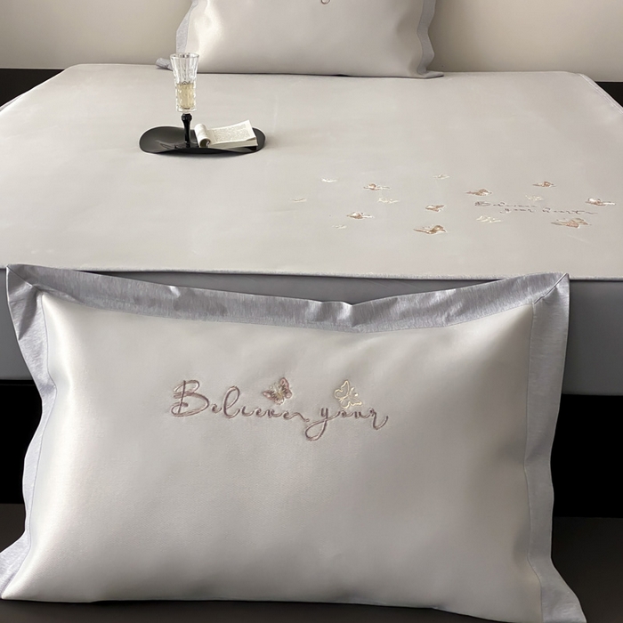 91家纺网 家纺一手货源 找家纺 由有家居 2025新款7A级高精密A类抗菌色织提花进口刺绣冰丝凉席-蝶影 蝶影-香槟