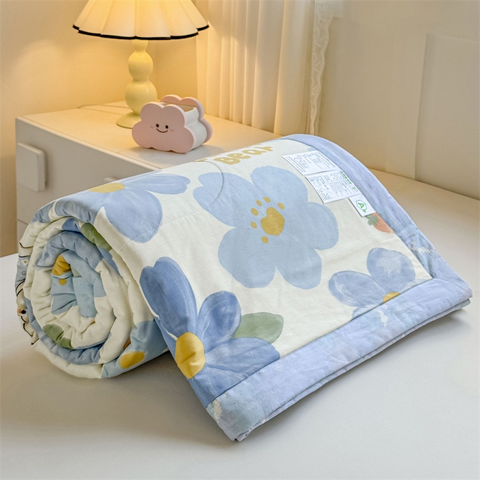 91家纺网 家纺一手货源 找家纺 小石头家纺 2025新款里外全棉A类纯棉棉花小碎花夏被包质检=买家秀 蓝色花海