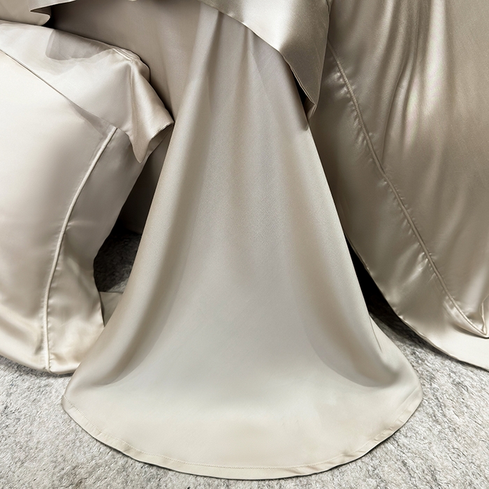 91家纺网 家纺一手货源 找家纺 星蕴家纺 2025新款奥地利兰精天丝莱赛尔纯色埋绳款四件套-莱恩 莱恩-浅茶色