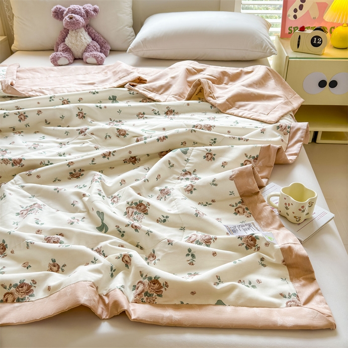 91家纺网 家纺一手货源 找家纺 小石头家纺 2025新款里外全棉A类纯棉棉花小碎花夏被包质检=买家秀 曼塔玫瑰