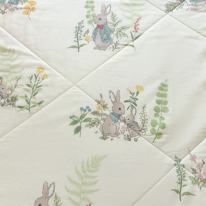 91家纺网 家纺一手货源 找家纺 小石头家纺 2025新款里外全棉A类纯棉棉花小碎花夏被包质检=买家秀 花园小兔