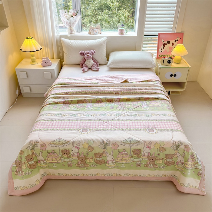 91家纺网 家纺一手货源 找家纺 小石头家纺 2025新款里外全棉A类纯棉棉花小碎花夏被包质检=买家秀 欢乐派对