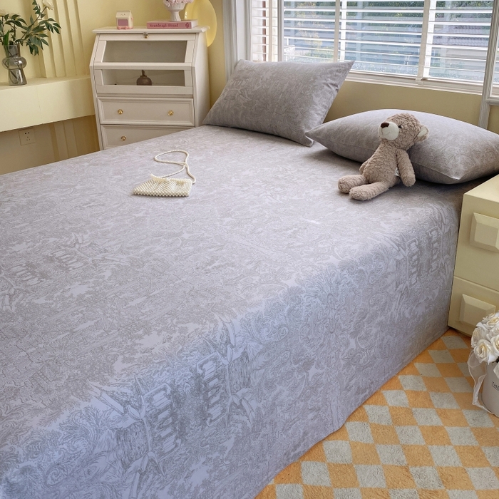 91家纺网 家纺一手货源 找家纺 慕尚家纺 2025新款全棉纯棉老粗布花卉床单款凉席席子 梦境