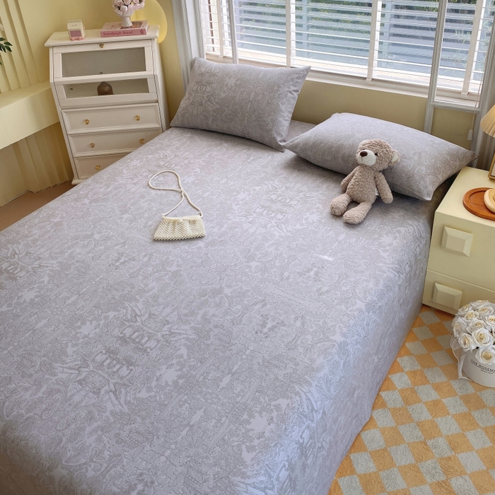 91家纺网 家纺一手货源 找家纺 慕尚家纺 2025新款全棉纯棉老粗布花卉床单款凉席席子 梦境