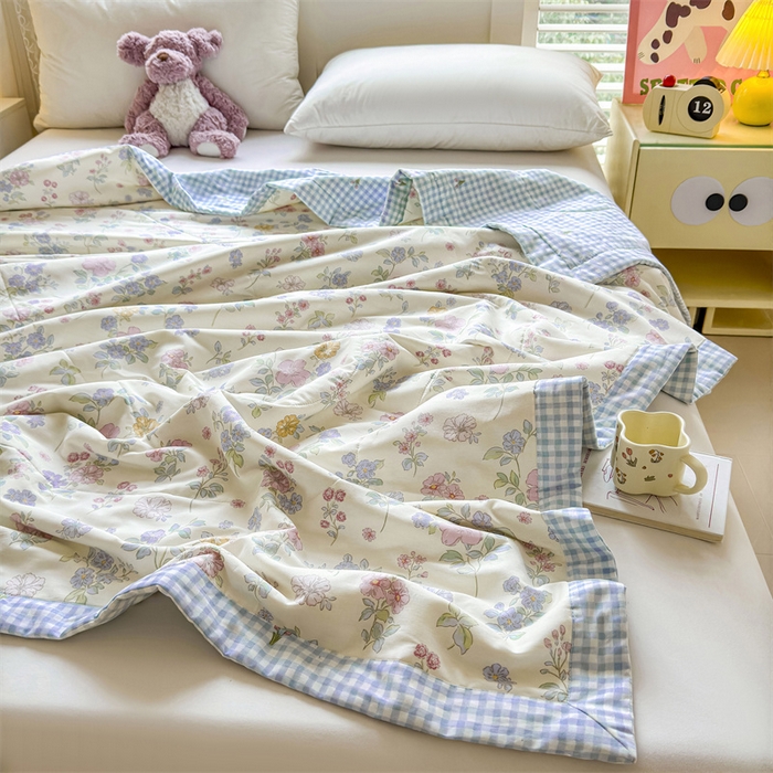 91家纺网 家纺一手货源 找家纺 小石头家纺 2025新款里外全棉A类纯棉棉花小碎花夏被包质检=买家秀 洛城花语