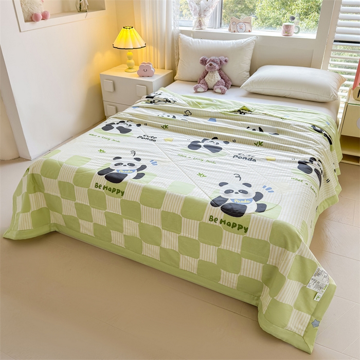 91家纺网 家纺一手货源 找家纺 小石头家纺 2025新款里外全棉A类纯棉棉花小碎花夏被包质检=买家秀 快乐熊猫