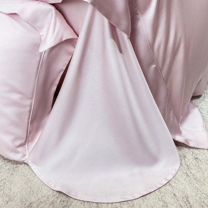 91家纺网 家纺一手货源 找家纺 星蕴家纺 2025新款奥地利兰精天丝莱赛尔纯色埋绳款四件套-莱恩 莱恩-蔷薇粉