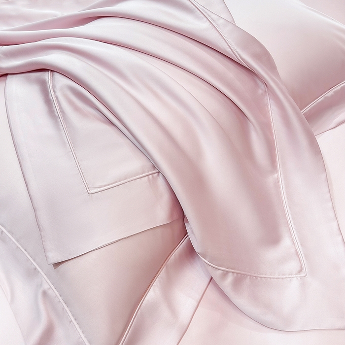 91家纺网 家纺一手货源 找家纺 星蕴家纺 2025新款奥地利兰精天丝莱赛尔纯色埋绳款四件套-莱恩 莱恩-蔷薇粉