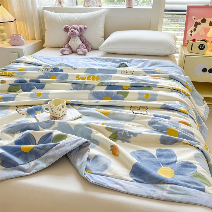 91家纺网 家纺一手货源 找家纺 小石头家纺 2025新款里外全棉A类纯棉棉花小碎花夏被包质检=买家秀 蓝色花海