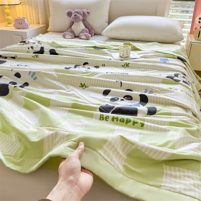 91家纺网 家纺一手货源 找家纺 小石头家纺 2025新款里外全棉A类纯棉棉花小碎花夏被包质检=买家秀 快乐熊猫