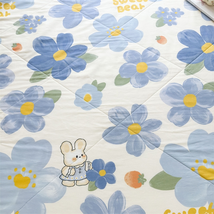 91家纺网 家纺一手货源 找家纺 小石头家纺 2025新款里外全棉A类纯棉棉花小碎花夏被包质检=买家秀 蓝色花海