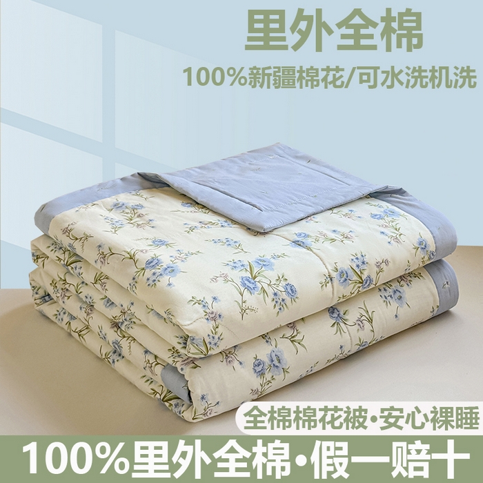 小石头家纺 2025新款里外全棉A类纯棉棉花小碎花夏被包质检=买家秀 蓝色繁花