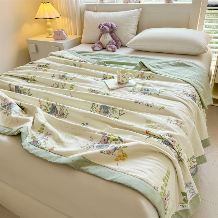 91家纺网 家纺一手货源 找家纺 小石头家纺 2025新款里外全棉A类纯棉棉花小碎花夏被包质检=买家秀 花园小兔