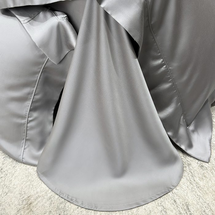 91家纺网 家纺一手货源 找家纺 星蕴家纺 2025新款奥地利兰精天丝莱赛尔纯色埋绳款四件套-莱恩 莱恩-炭灰色