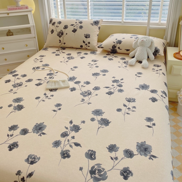 91家纺网 家纺一手货源 找家纺 慕尚家纺 2025新款全棉纯棉老粗布花卉床单款凉席席子 莫奈花