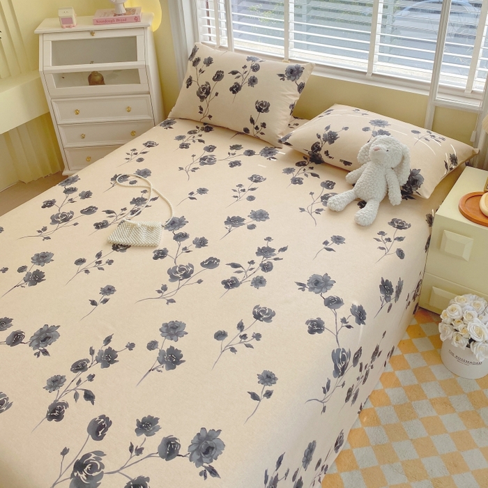 91家纺网 家纺一手货源 找家纺 慕尚家纺 2025新款全棉纯棉老粗布花卉床单款凉席席子 莫奈花