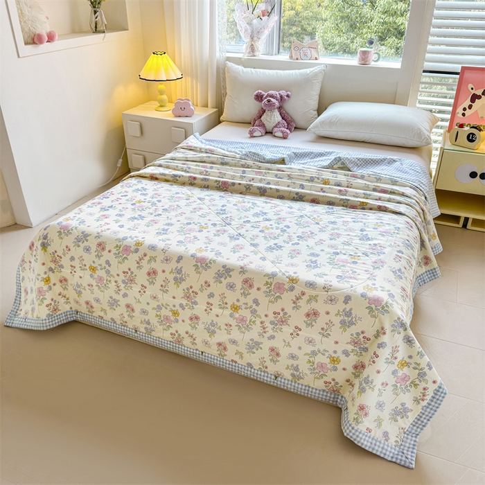 91家纺网 家纺一手货源 找家纺 小石头家纺 2025新款里外全棉A类纯棉棉花小碎花夏被包质检=买家秀 洛城花语