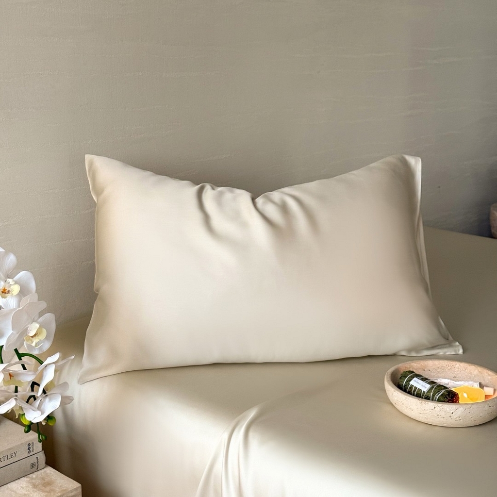 91家纺网 家纺一手货源 找家纺 禾时 2025新款纯色双拼兰精天丝单品系列-单枕套 枕套单件 极地白