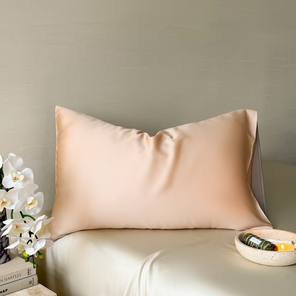 91家纺网 家纺一手货源 找家纺 禾时 2025新款纯色双拼兰精天丝单品系列-单枕套 枕套单件 月光色-岩石灰