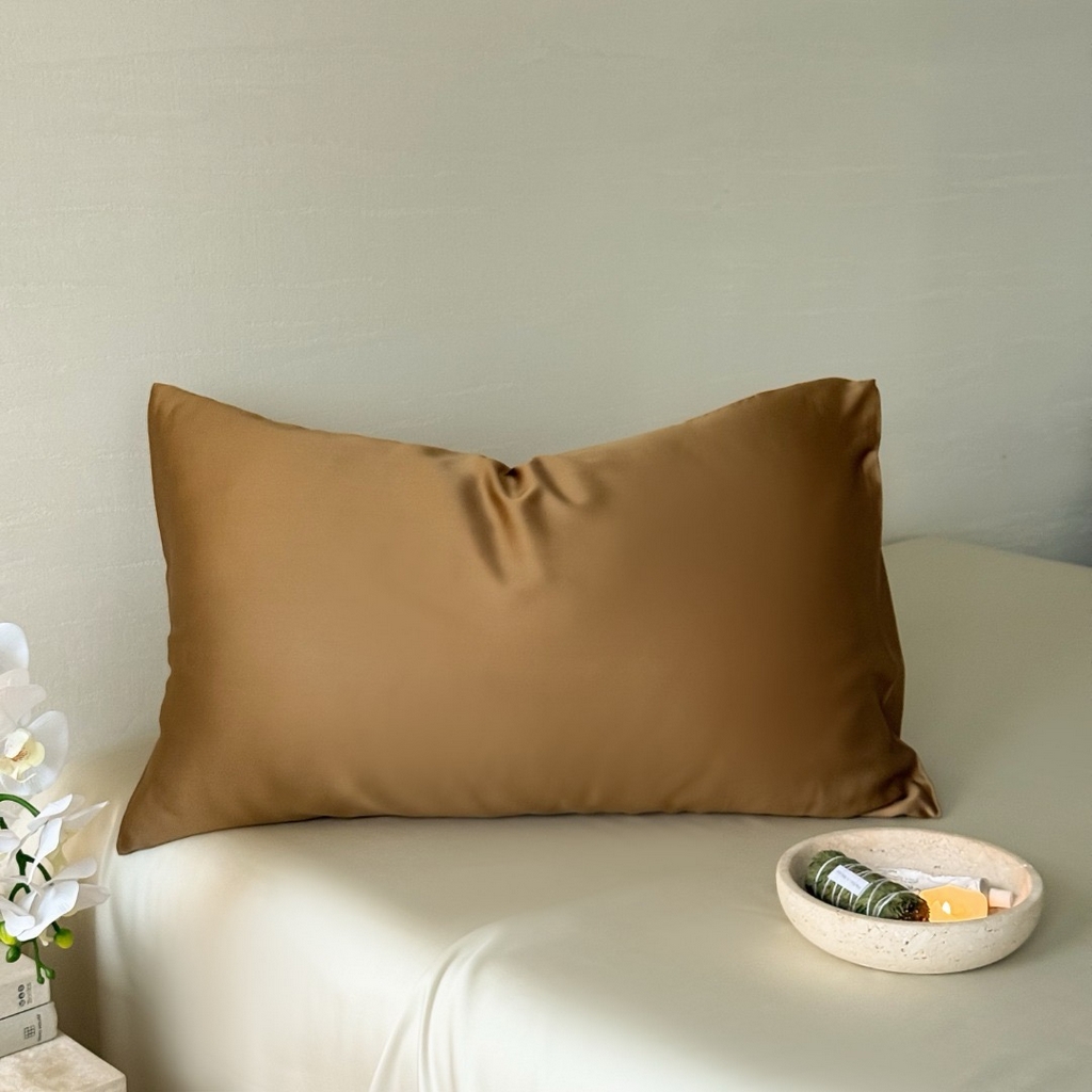 禾时 2025新款纯色双拼兰精天丝单品系列-单枕套 枕套单件 敦煌色-曙光银