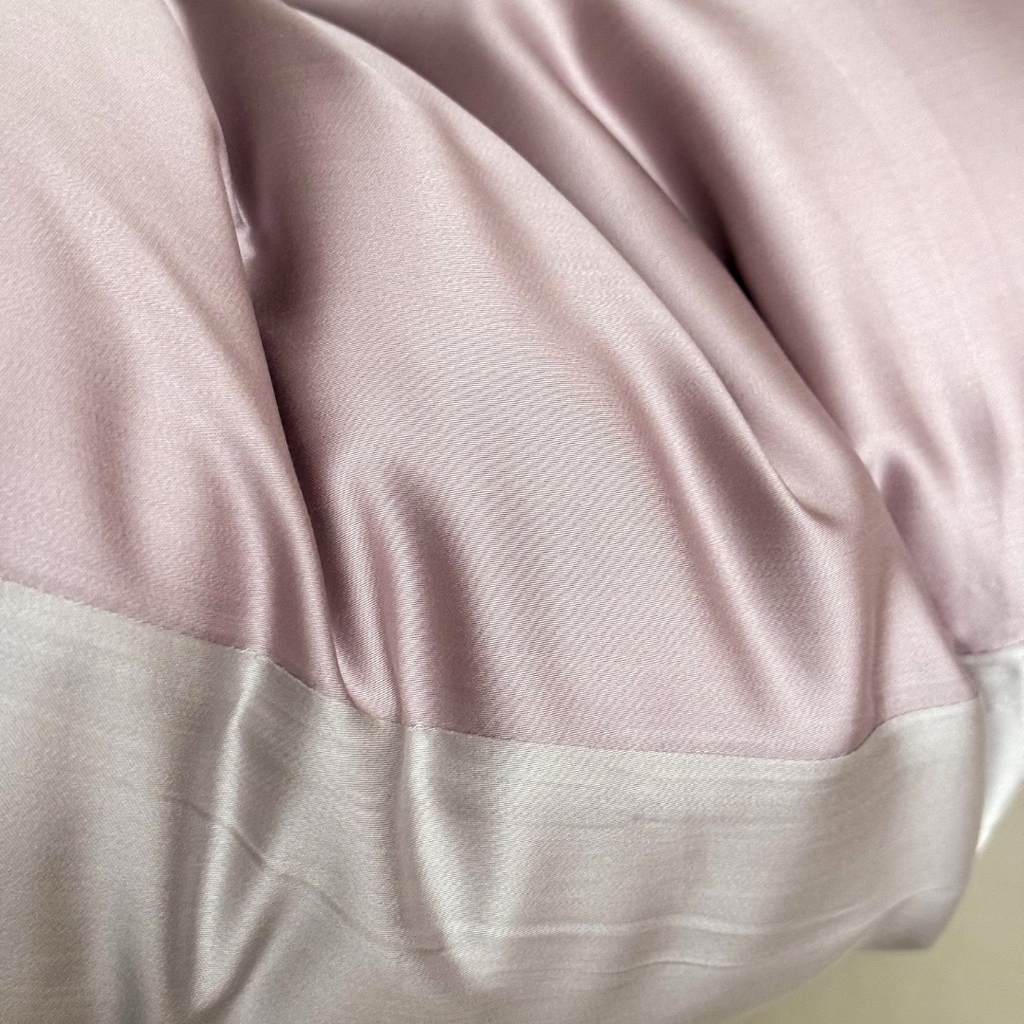 91家纺网 家纺一手货源 找家纺 禾时 2025新款纯色双拼兰精天丝单品系列-单枕套 枕套单件 满天星紫-曙光银