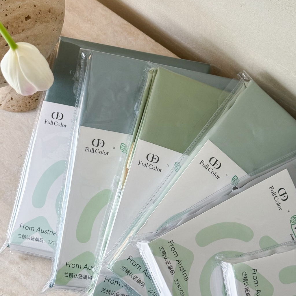 91家纺网 家纺一手货源 找家纺 禾时 2025新款纯色双拼兰精天丝单品系列-单枕套 枕套单件 天空蓝-浅艾绿