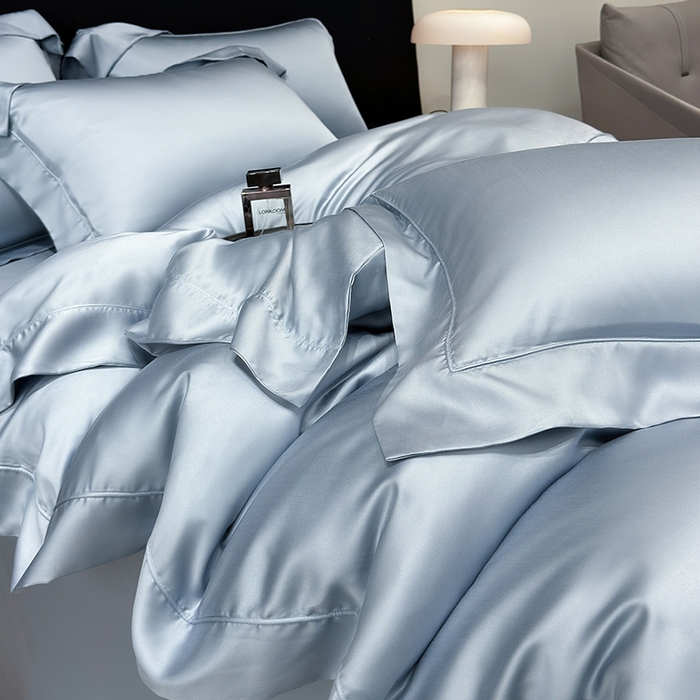 91家纺网 家纺一手货源 找家纺 星蕴家纺 2025新款奥地利兰精天丝莱赛尔纯色埋绳款四件套-莱恩 莱恩-远山黛