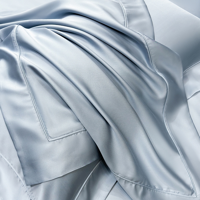 91家纺网 家纺一手货源 找家纺 星蕴家纺 2025新款奥地利兰精天丝莱赛尔纯色埋绳款四件套-莱恩 莱恩-远山黛