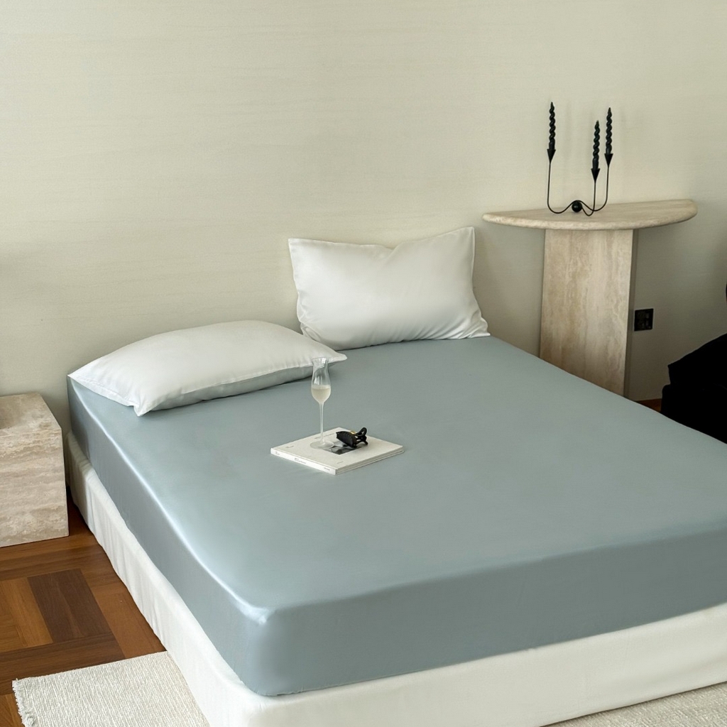 91家纺网 家纺一手货源 找家纺 （总）禾时 2025新款纯色双拼兰精天丝单品系列-单床笠 床笠单件