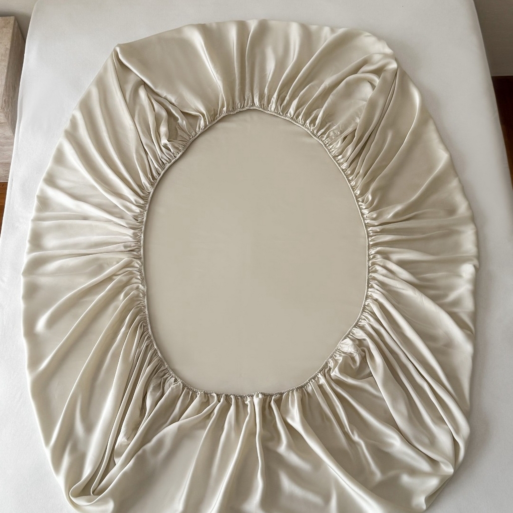 91家纺网 家纺一手货源 找家纺 禾时 2025新款纯色双拼兰精天丝单品系列-单床笠 床笠单件 极地白