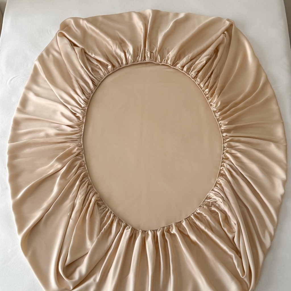 91家纺网 家纺一手货源 找家纺 禾时 2025新款纯色双拼兰精天丝单品系列-单床笠 床笠单件 沙茶色