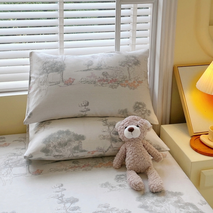 91家纺网 家纺一手货源 找家纺 慕尚家纺 2025新款全棉纯棉老粗布花卉床单款凉席席子 水墨江南