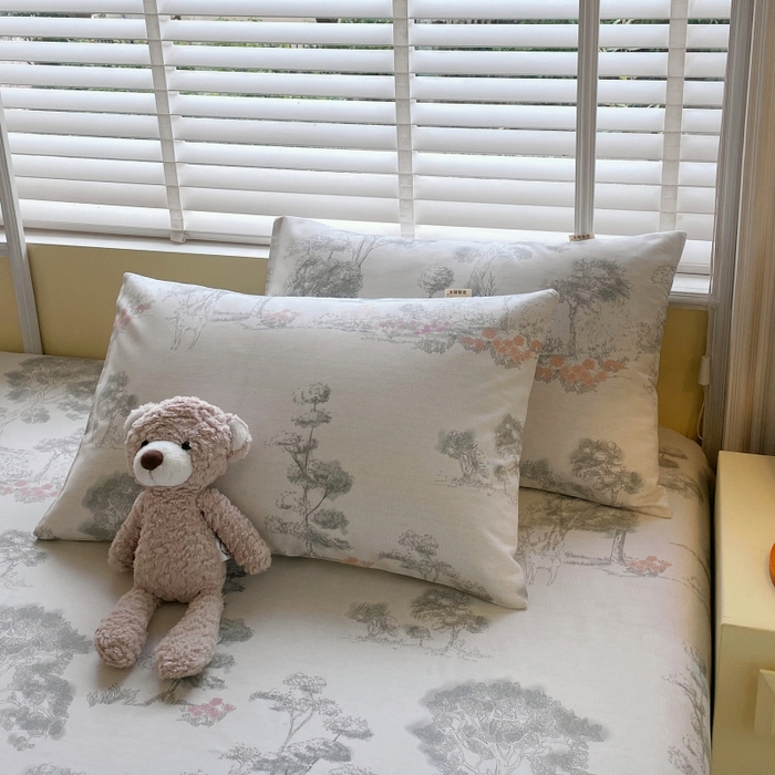 91家纺网 家纺一手货源 找家纺 慕尚家纺 2025新款全棉纯棉老粗布花卉床单款凉席席子 水墨江南