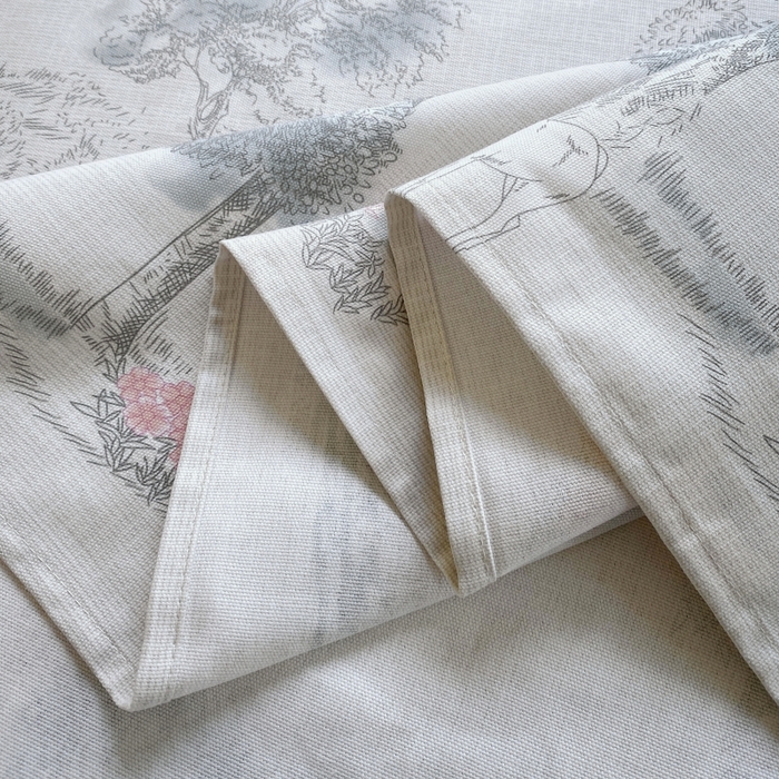 91家纺网 家纺一手货源 找家纺 慕尚家纺 2025新款全棉纯棉老粗布花卉床单款凉席席子 水墨江南