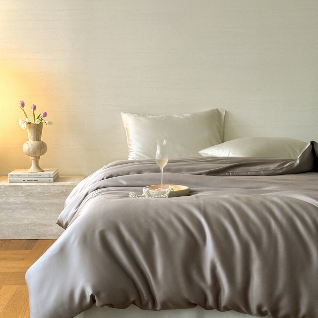 91家纺网 家纺一手货源 找家纺 禾时 2025新款纯色双拼兰精天丝单品系列-单被套 被套单件 岩石灰