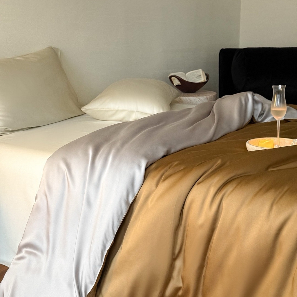 91家纺网 家纺一手货源 找家纺 （总）禾时 2025新款纯色双拼兰精天丝单品系列-单被套 被套单件